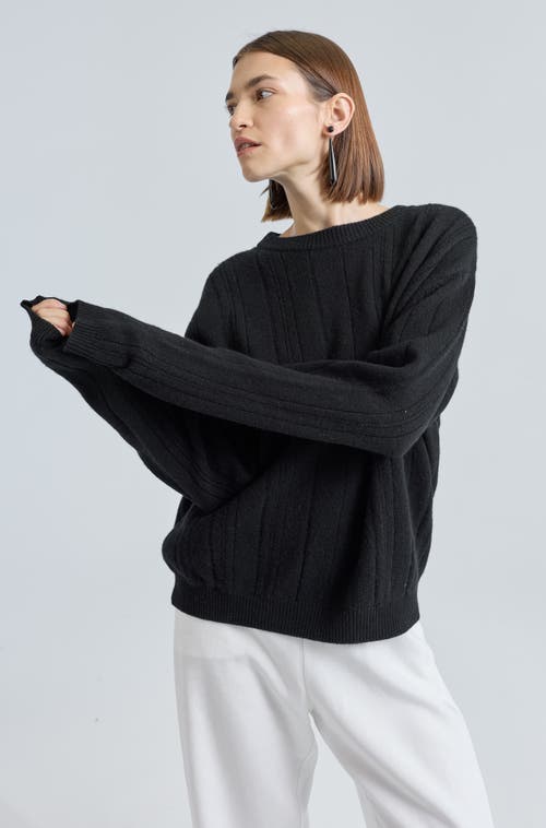Almina Concept Ribbed Wool Crewneck Sweater In Black
