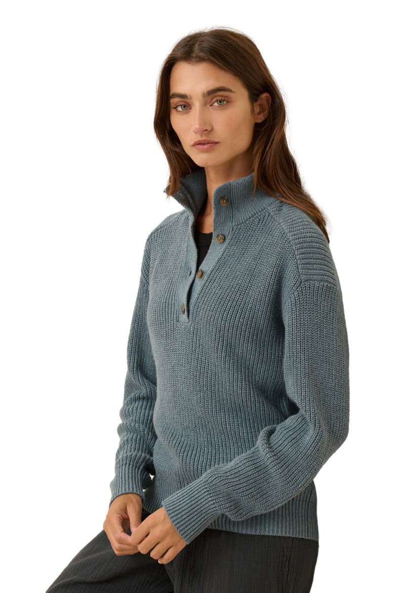 Luxe Knit Henley Sweater, Alternate, color, River Rock Heather
