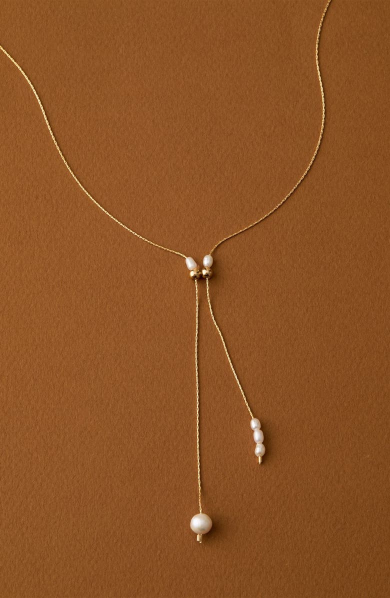 Set & Stones Zara Freshwater Pearl Lariat Necklace, Alternate, color, Gold