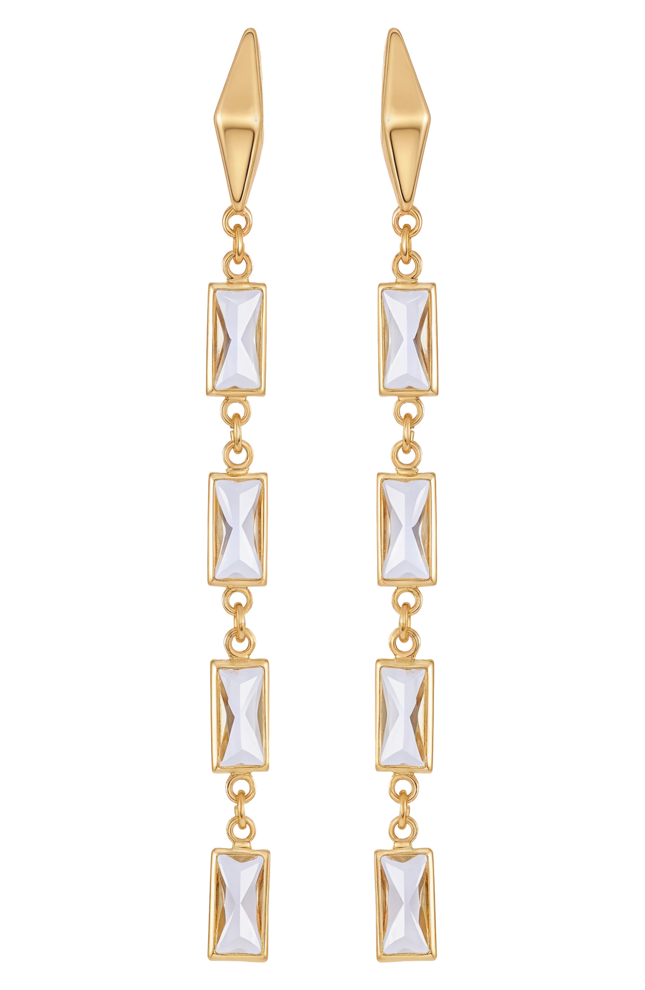 Baguette Crystal Linear Drop Earrings