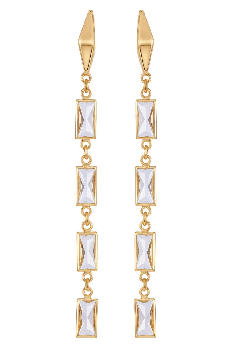 Baguette Crystal Linear Drop Earrings, Main, color, GOLD