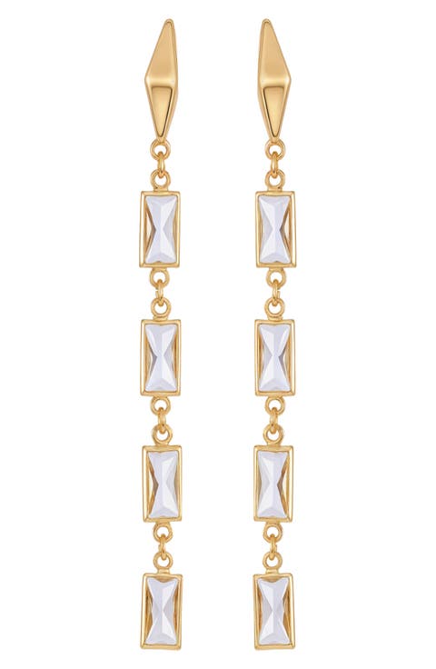 Baguette Crystal Linear Drop Earrings
