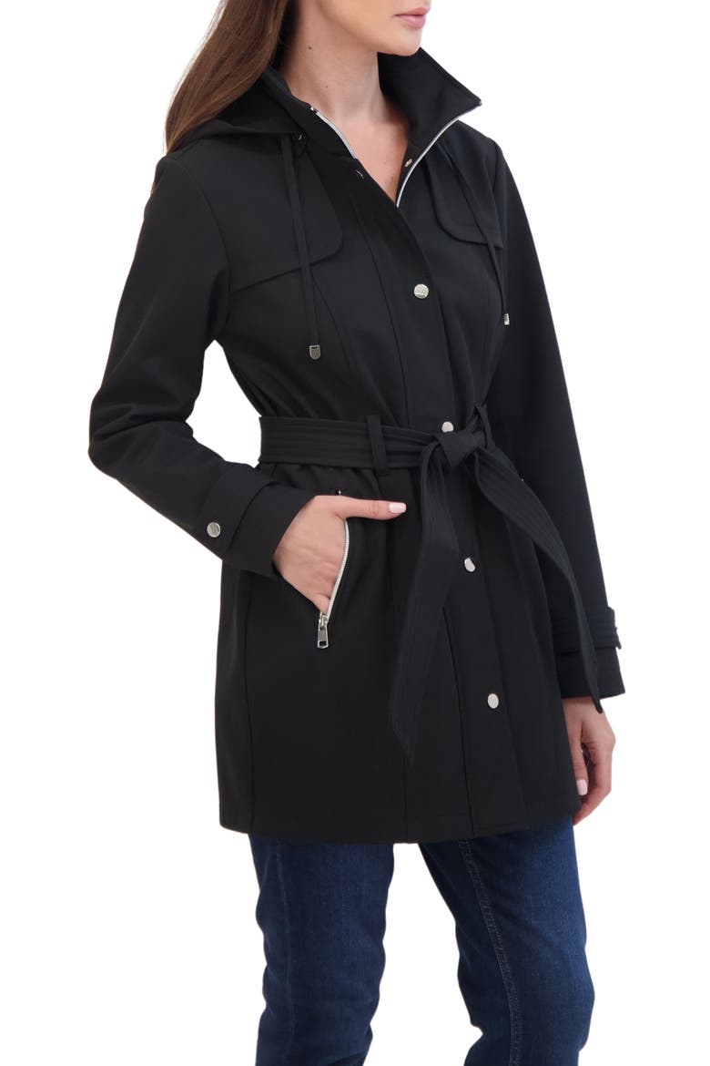 Water Resistant Hooded Softshell Jacket, Alternate, color, BLACK
