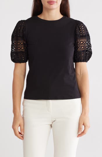 Ellen Tracy Eyelet Puff Sleeve Top | Nordstromrack