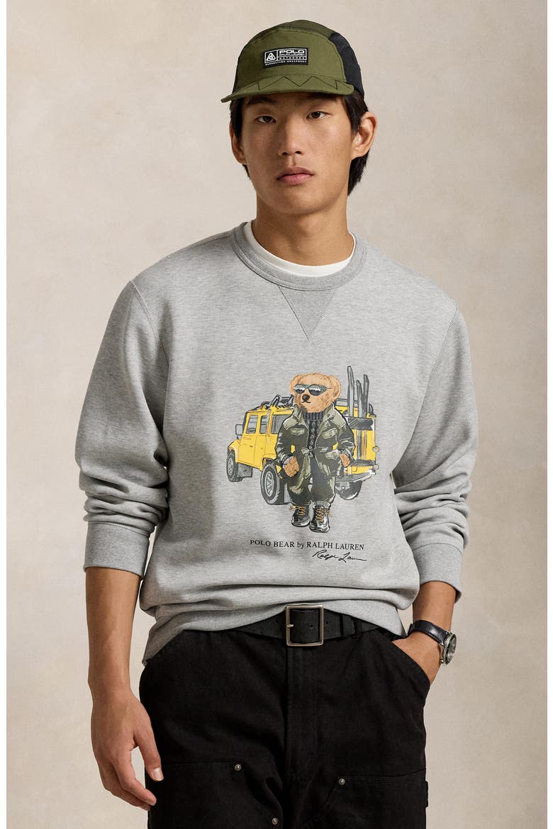 Polo Bear Double Knit Graphic Sweatshirt, Alternate, color, ANDOVER HEATHER DEFENDER BEAR