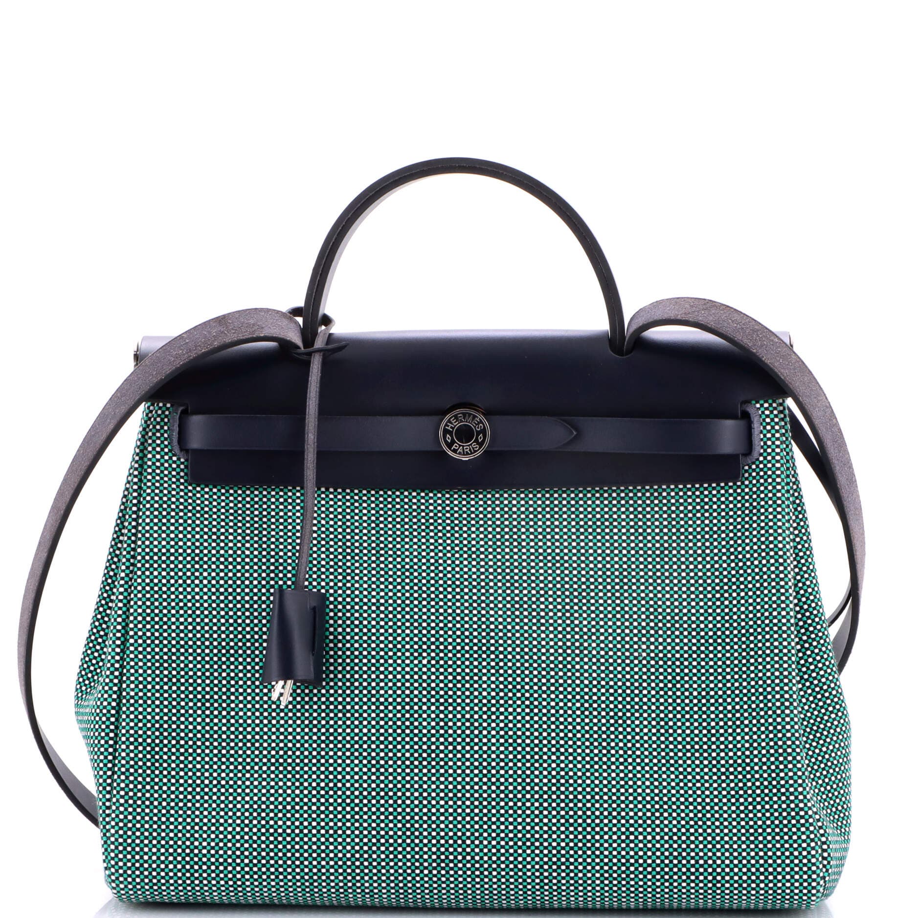 Pre-Owned Hermes Herbag Zip Criss Viking Toile and Leather 31, Main, color, Bleu Nuit