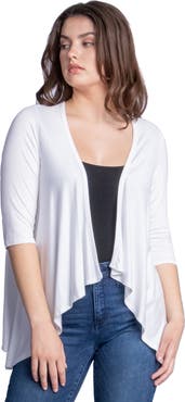 24seven Comfort Apparel Elbow Length Sleeve Open Front Cardigan