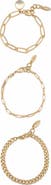 Ettika Set of 3 Chain Link Bracelets