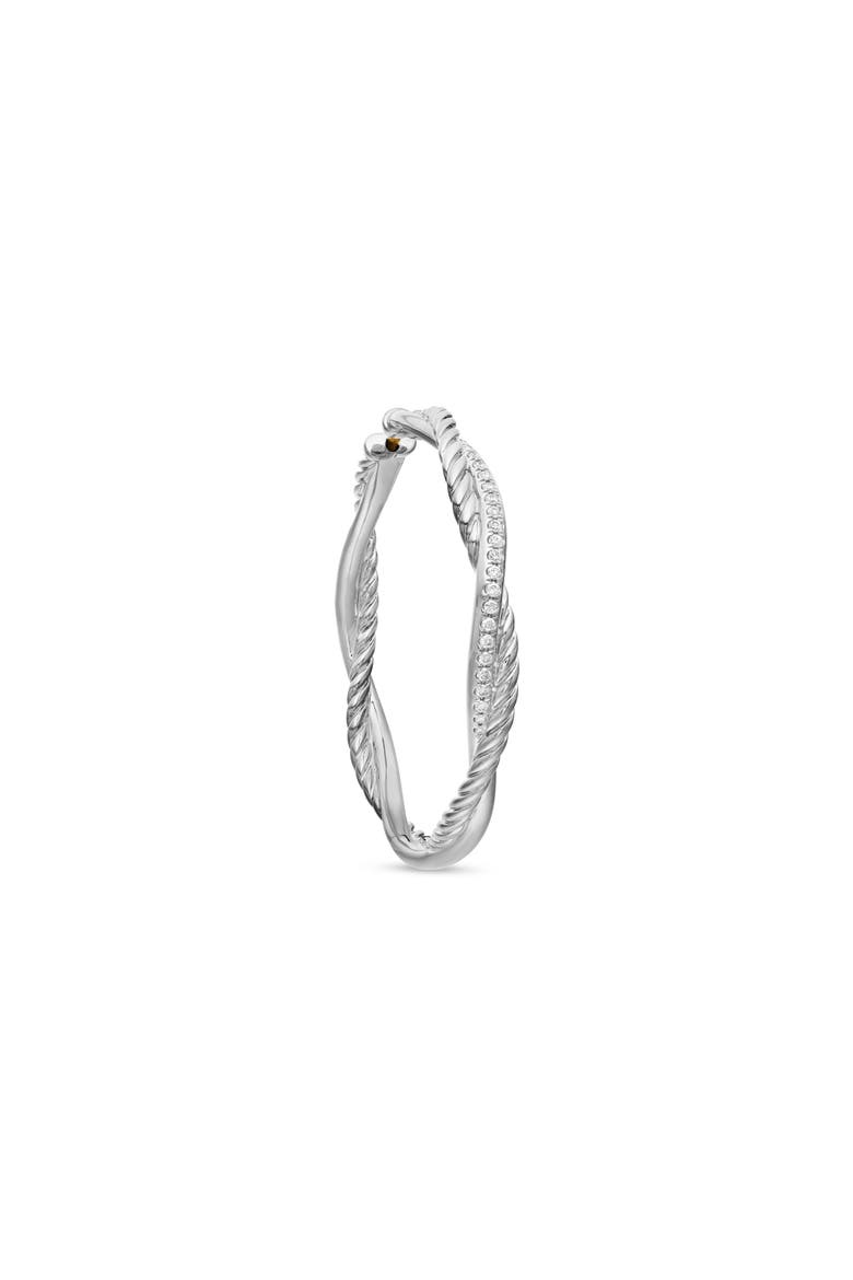 Petite Infinity Hoop Earrings in Sterling Silver with Pavé Diamonds, Alternate, color, STERLING SILVER