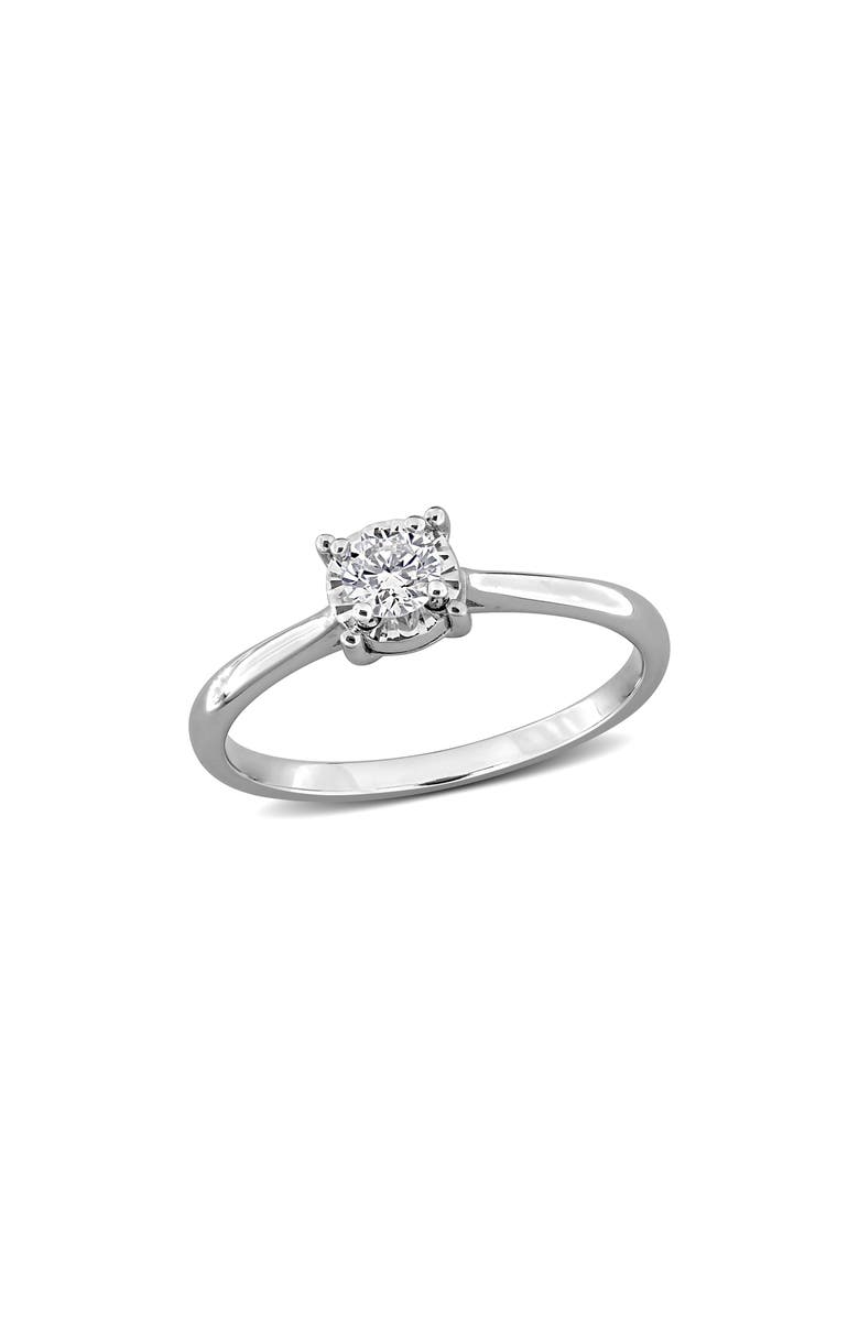 Created Forever Sterling Silver Lab Grown Diamond Solitaire Ring, Main, color, Silver