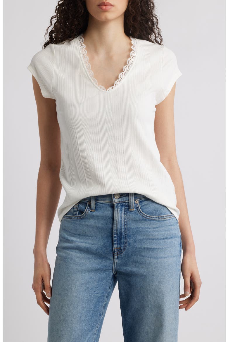 Variegated Rib Knit Top, Main, color, OFF WHITE