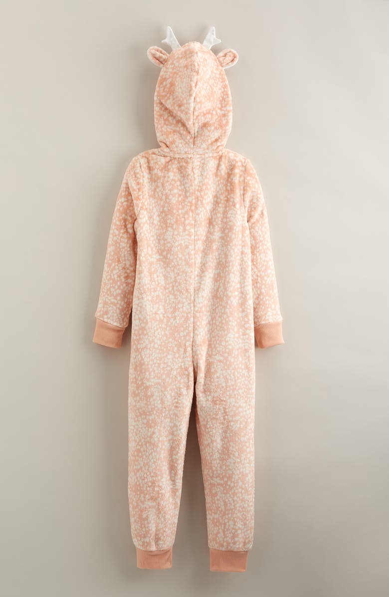Nordstrom Kids' Hooded Fleece Sleeper Romper, Alternate, color, Light Pink Fawn