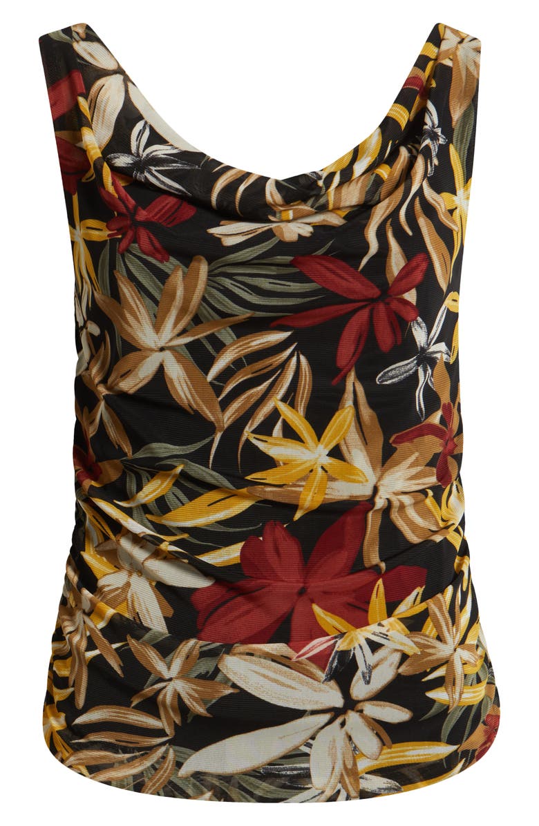 Anne Klein Floral Mesh Cowl Neck Tank, Alternate, color,