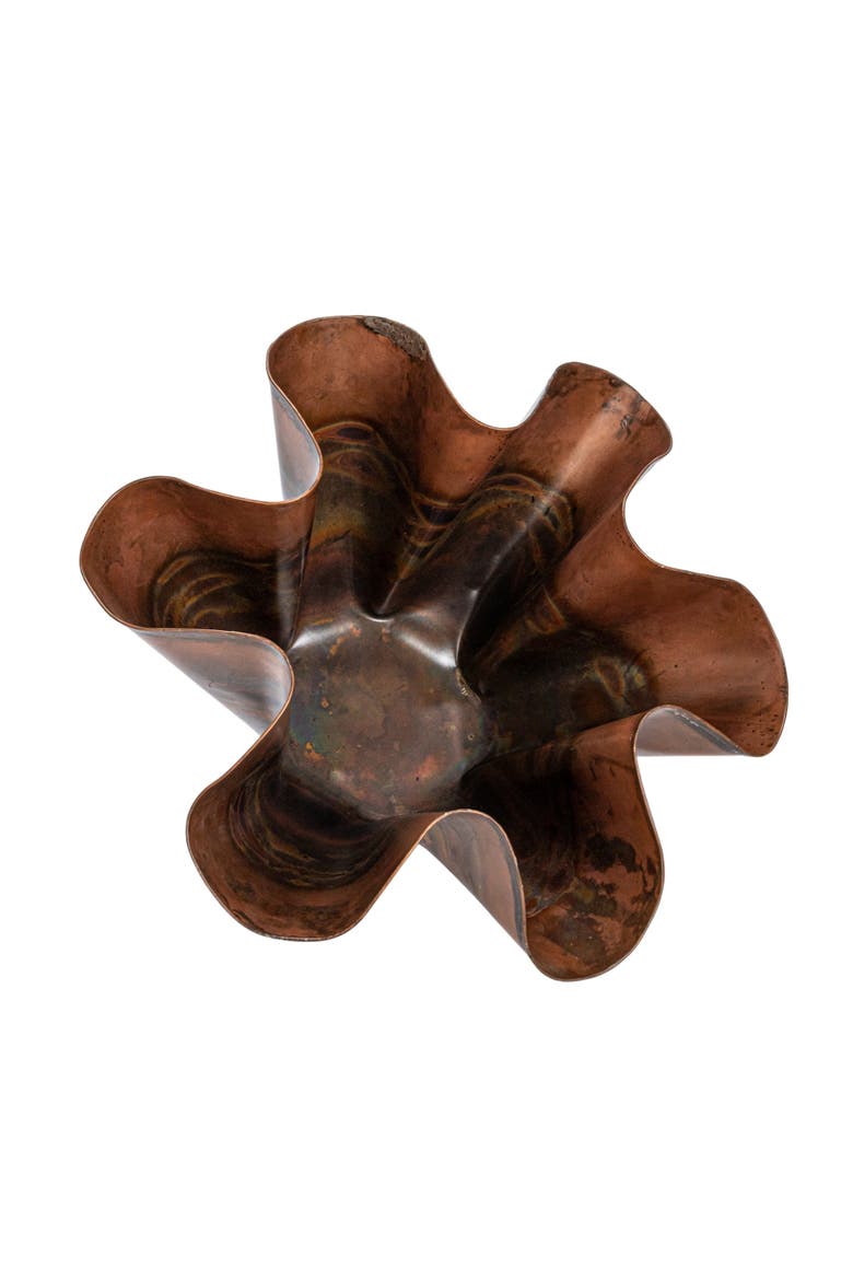 Metal Organic Shaped Planter, Oxidized Copper, Main, color, Copper