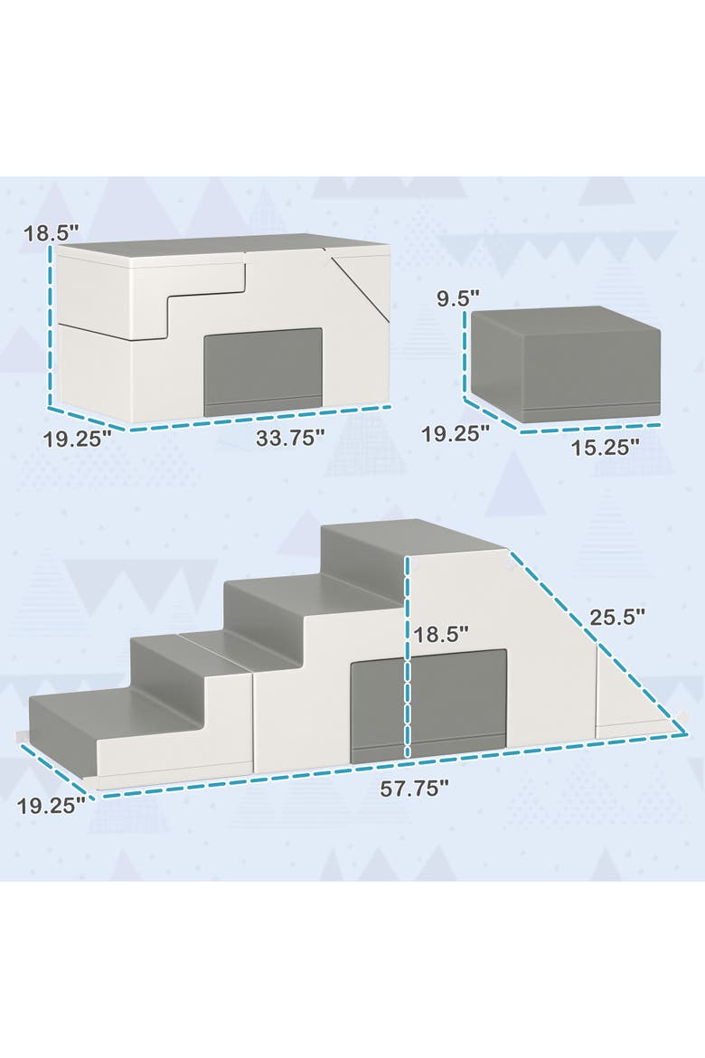 Soft Play, Foam Climbing Toys for Toddlers, 2 Piece Climbing Blocks, Alternate, color, Light Gray