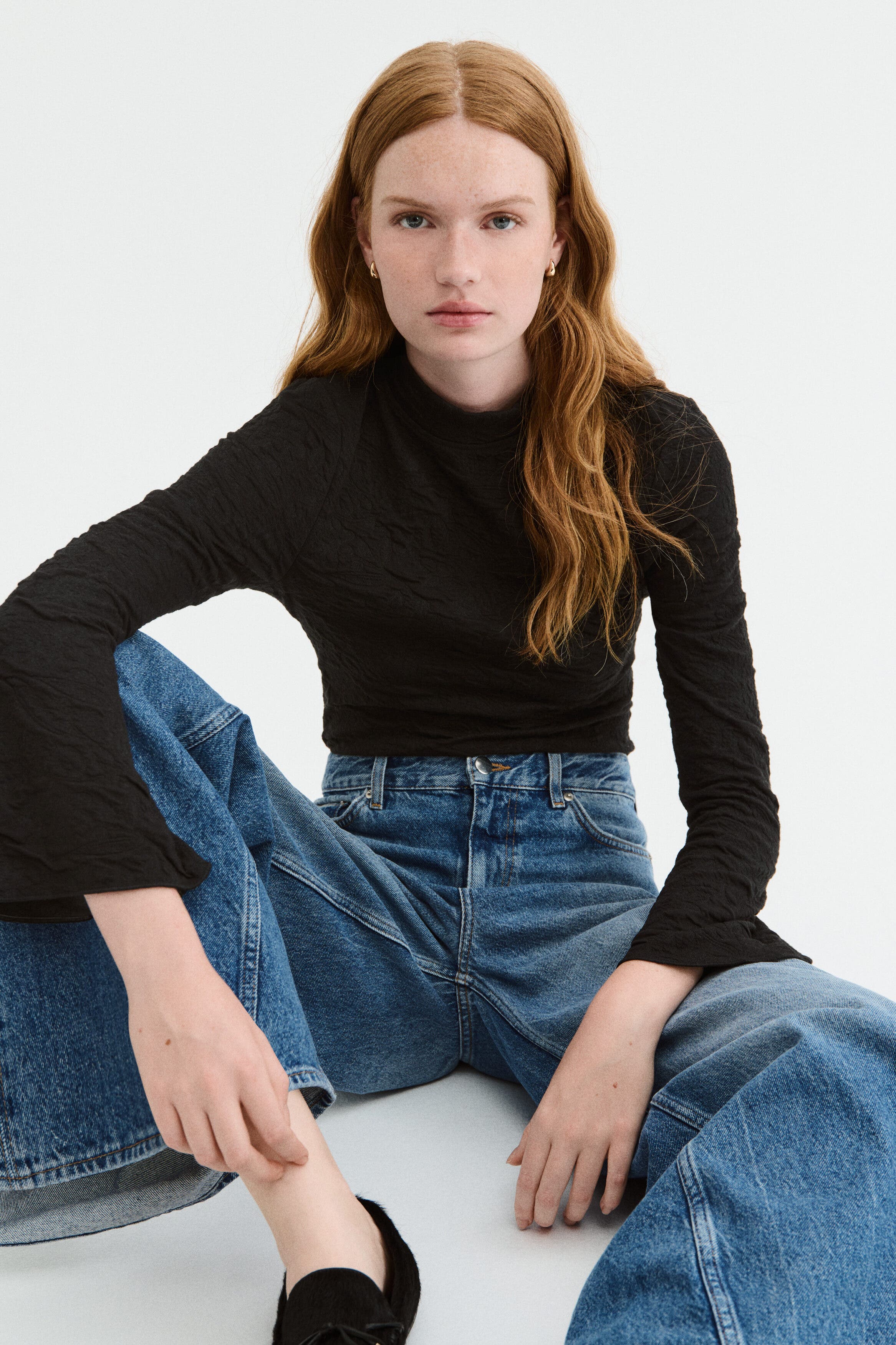 Cut-out Jacquard Jersey Top - image 2