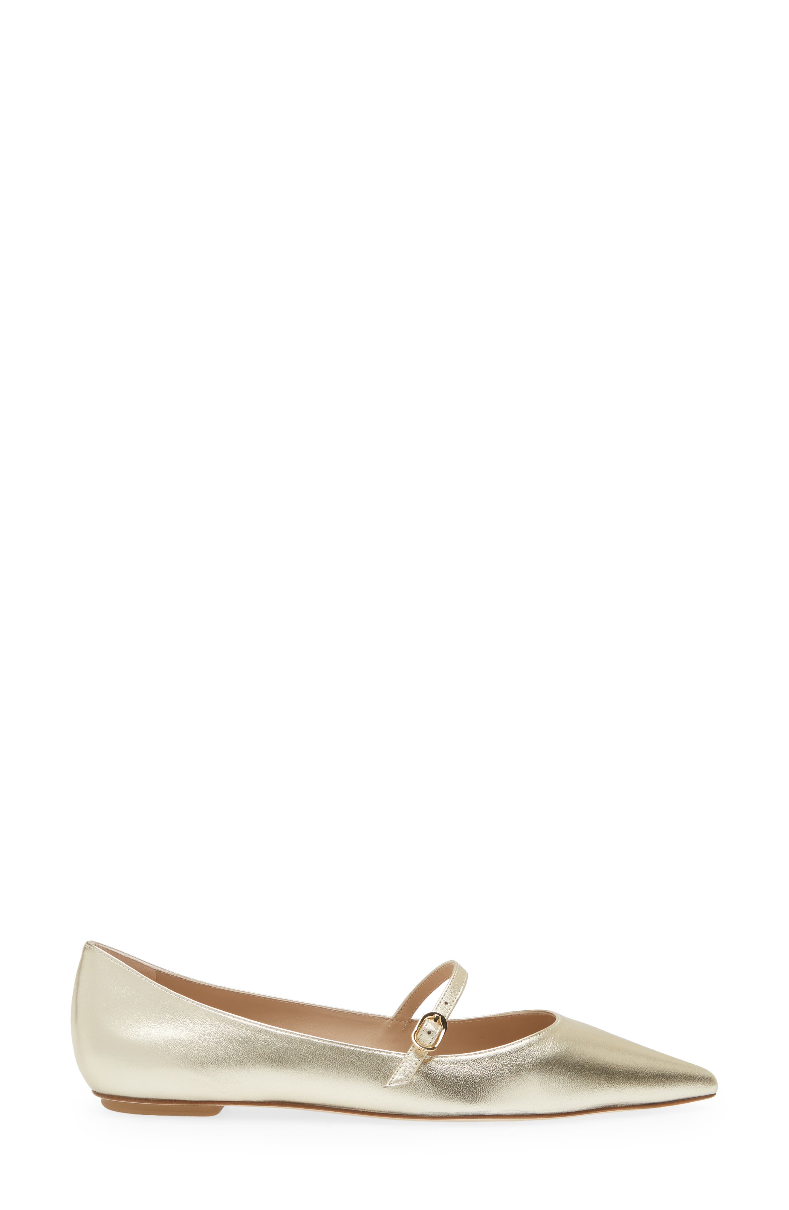 Stuart Weitzman Emilia Mary Jane Flat, Alternate, color, Light Gold