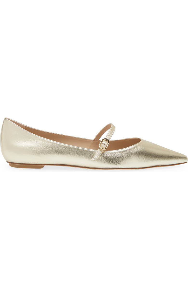 Stuart Weitzman Emilia Mary Jane Flat, Alternate, color, Light Gold