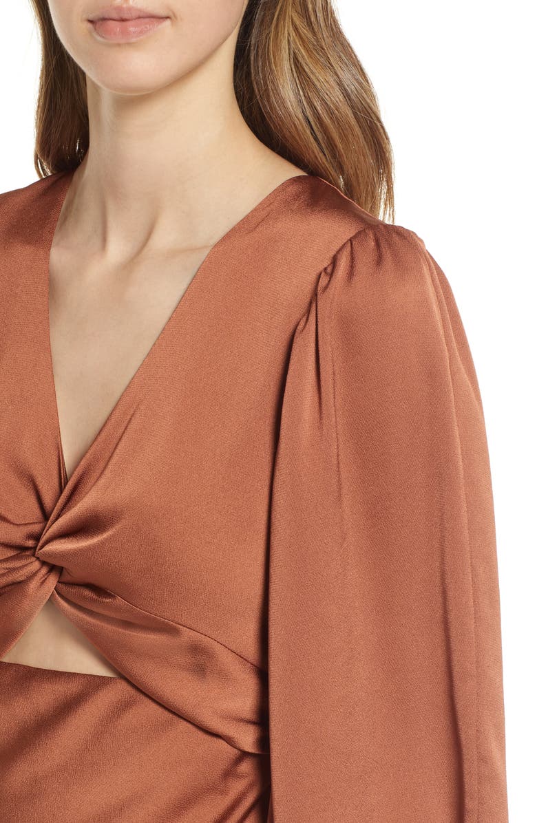 Shona Joy Twist Front Long Sleeve Cocktail Dress, Alternate, color, 