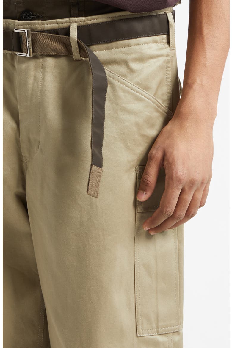 Extended Waist Cotton Chino Straight Leg Cargo Pants, Alternate, color, BEIGE
