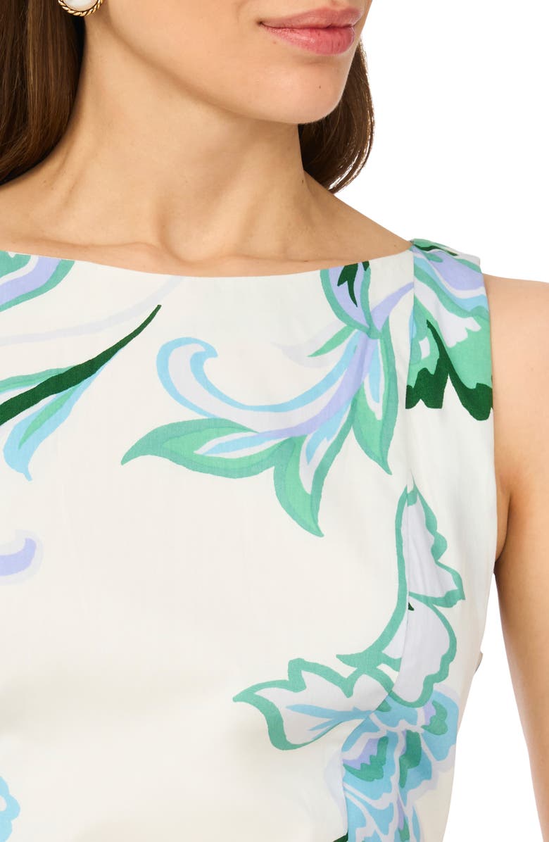 CeCe Floral Fit & Flare Cotton Midi Dress, Alternate, color, Lavender Wave