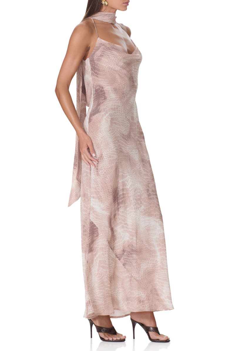 AFRM Cheryl Print Slipdress with Scarf, Alternate, color, Dune Snake
