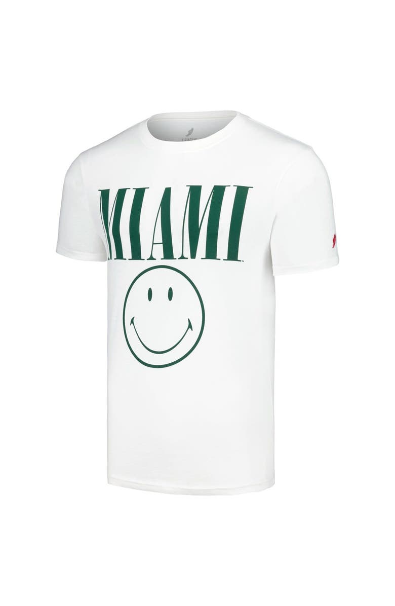 LEAGUE COLLEGIATE WEAR Men's League Collegiate Wear White Miami Hurricanes Smiley All American T-Shirt, Alternate, color, White
