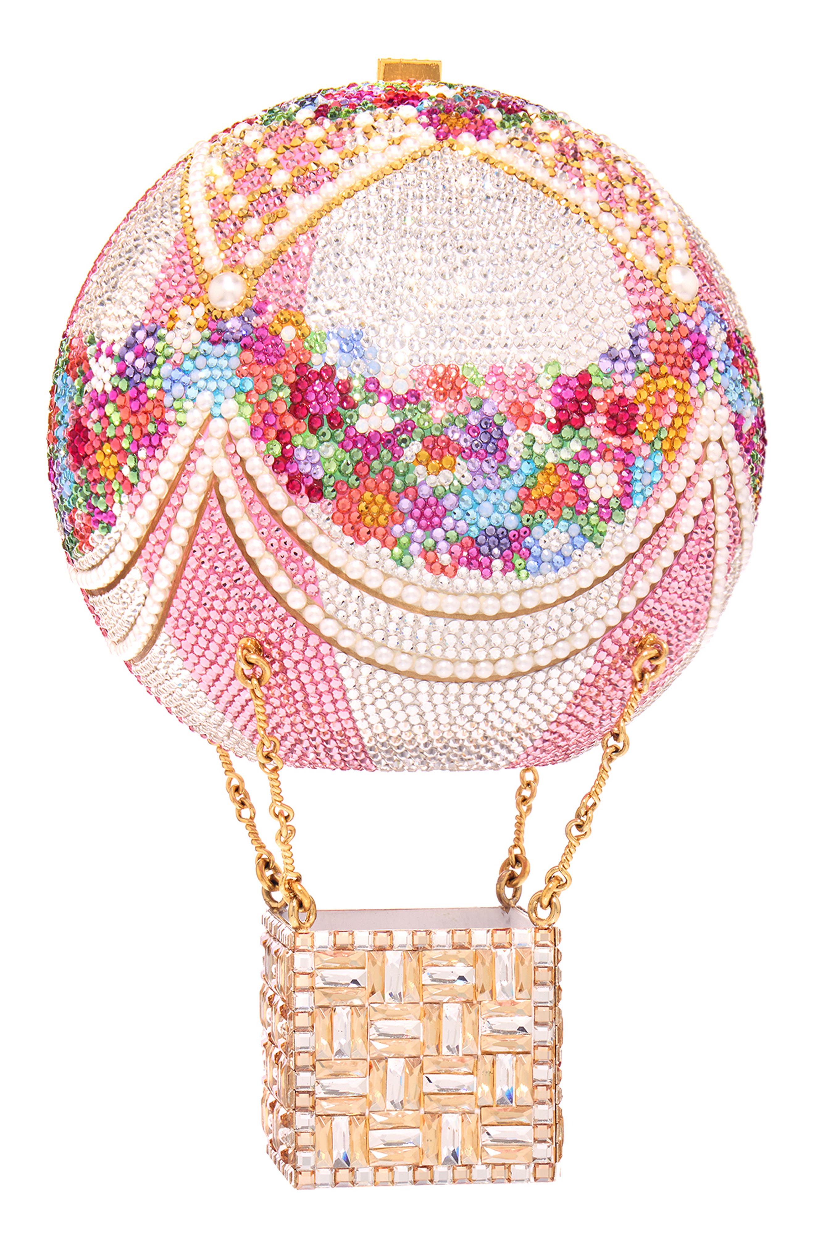 JUDITH LEIBER COUTURE Hot Air Balloon Crystal Minaudière, Main, color, Champagne Rose Multi