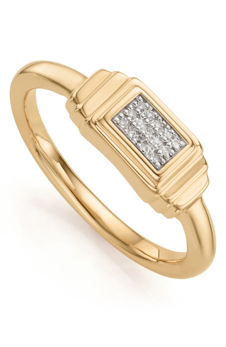 Monica Vinader Baja Deco Diamond Ring, Main, color, Yellow Gold