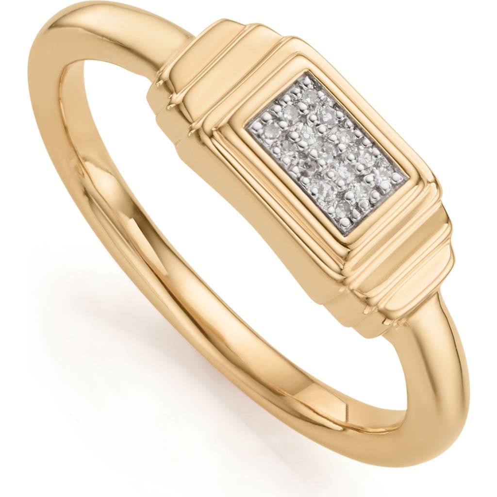 Monica Vinader Baja Deco Diamond Ring In Gold