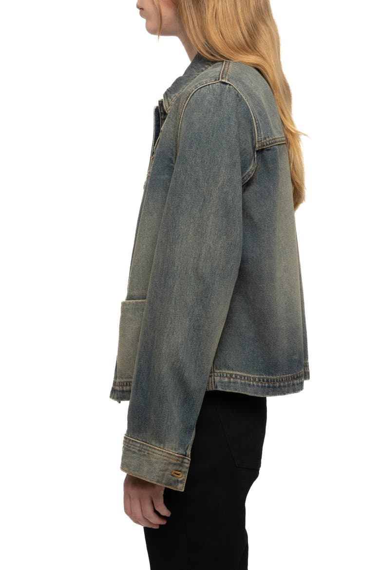 Lessa Logo Denim Jacket, Alternate, color, MEDIUM BLUE