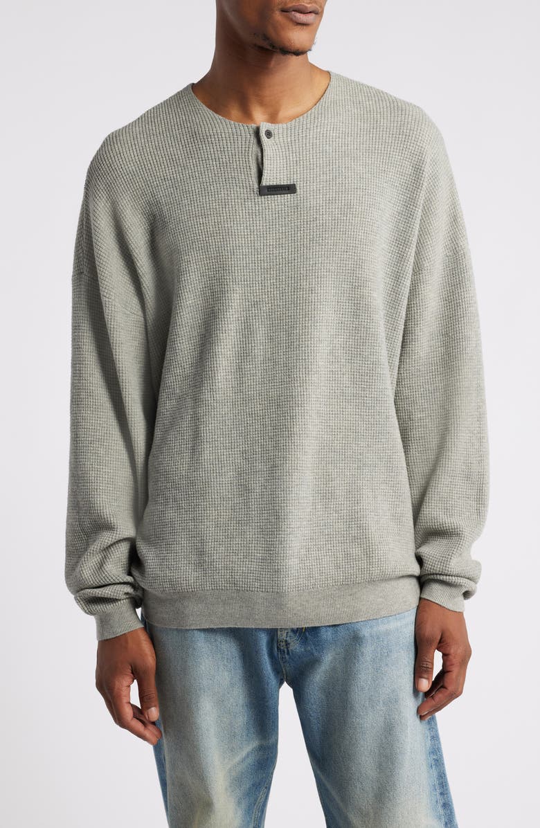 Fear of God Essentials Gender Inclusive Waffle Knit Henley Sweater, Main, color,