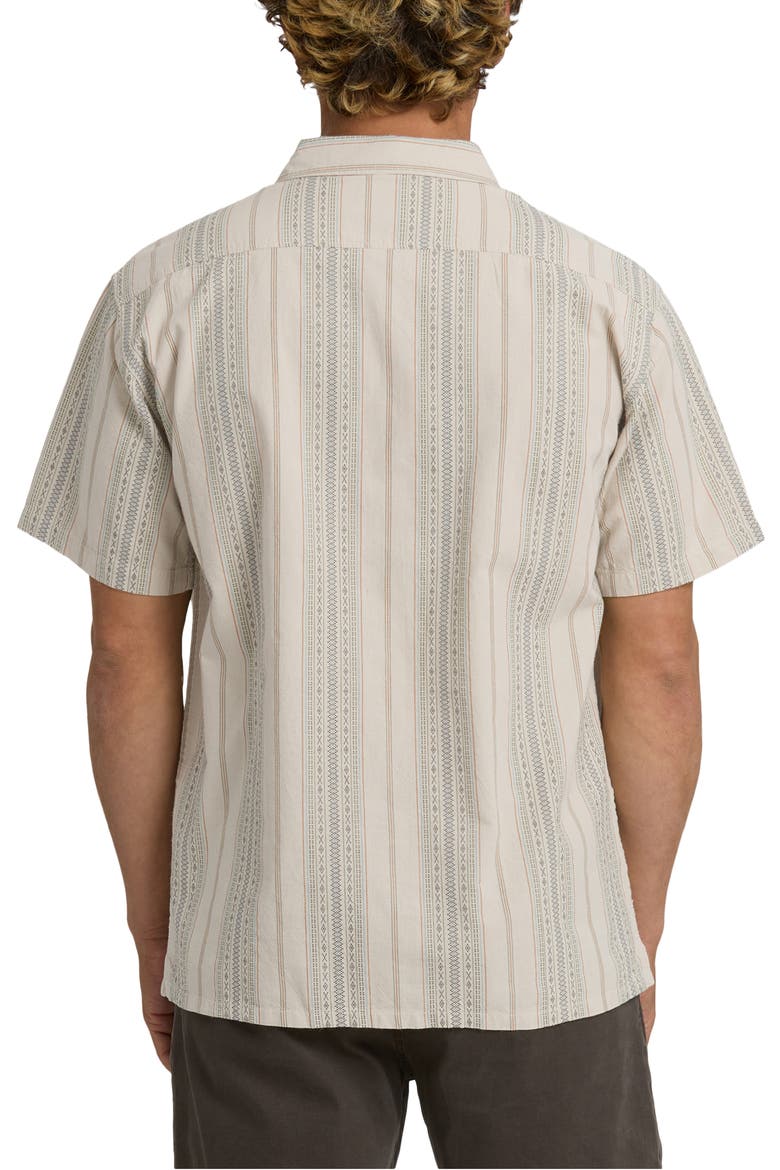 Sundays Stripe Jacquard Short Sleeve Cotton Button-Up Shirt, Alternate, color, OATMEAL