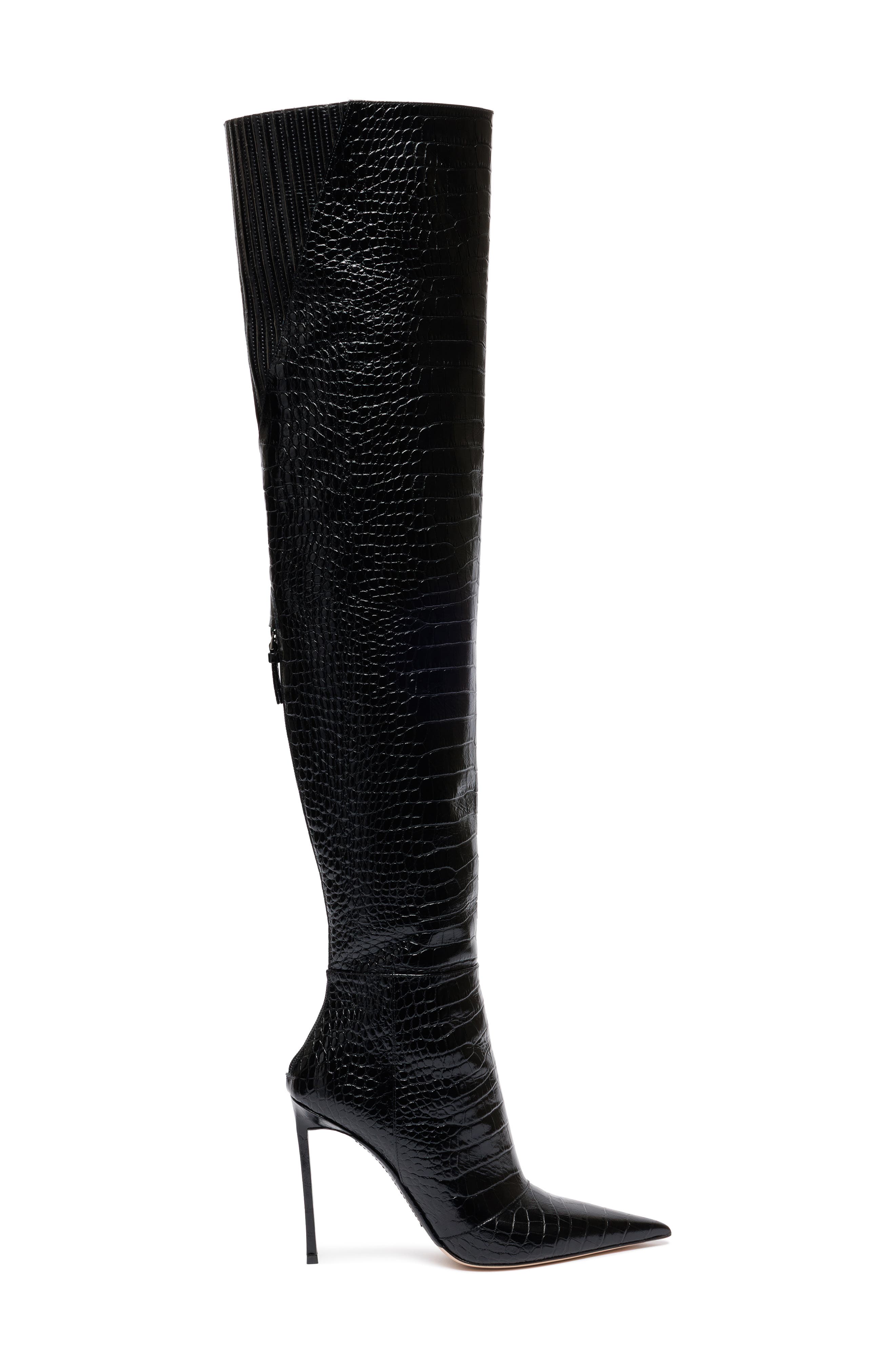 Vertigo Pointed Toe Over the Knee Boot, Alternate, color, BLACK