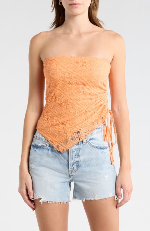 Asymmetric Ruched Tube Top