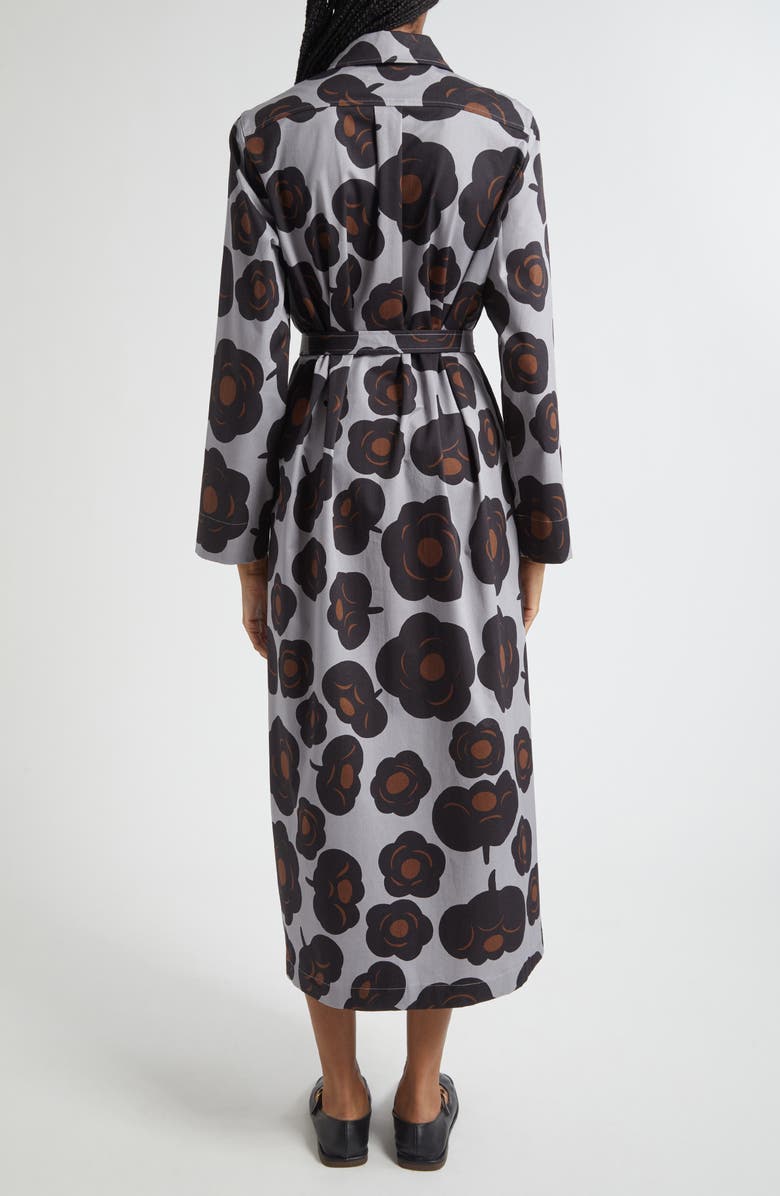 Marimekko Molly Tumma Floral Long Sleeve Twill Shirtdress, Alternate, color, Grey Black Brown