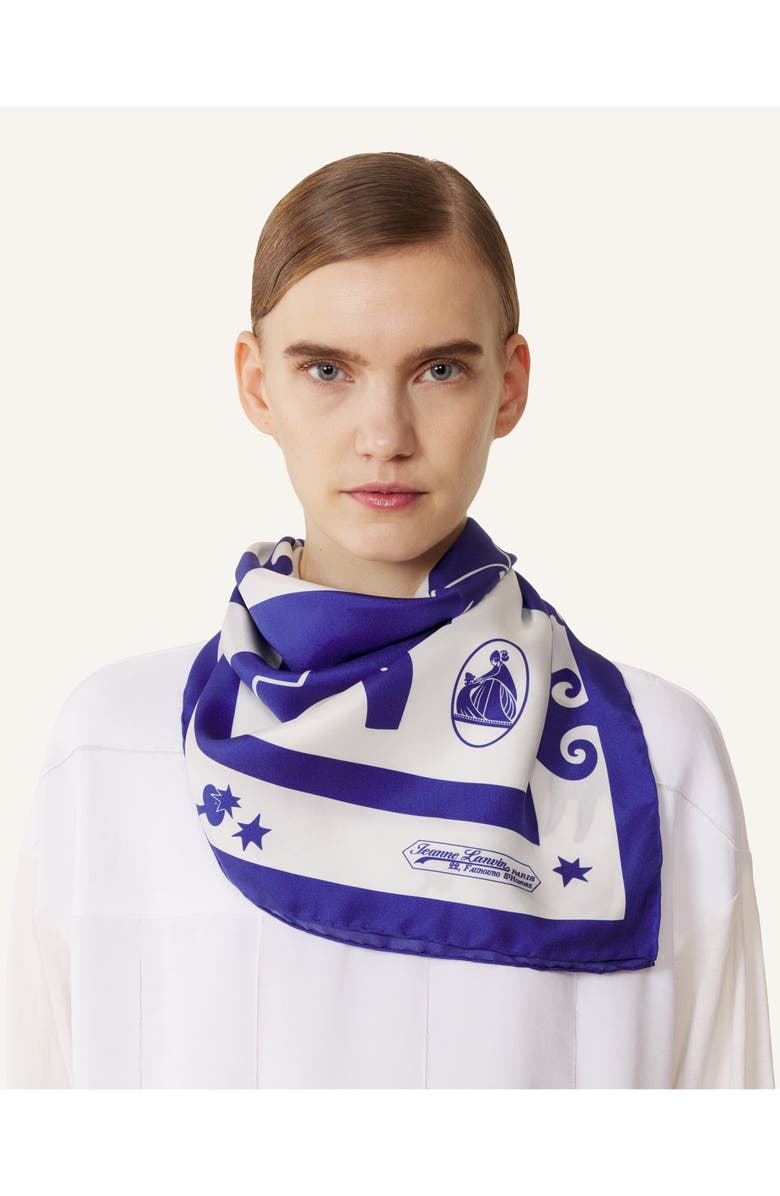 Lanvin Lunar Year Print Silk Scarf, Alternate, color, Sapphire/Optic White