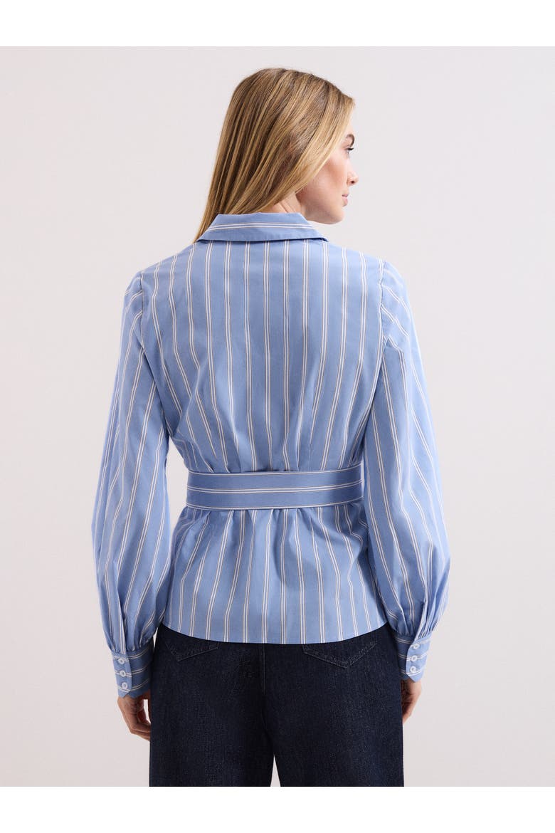 Collared Statement-Belt Shirt, Alternate, color, Blue