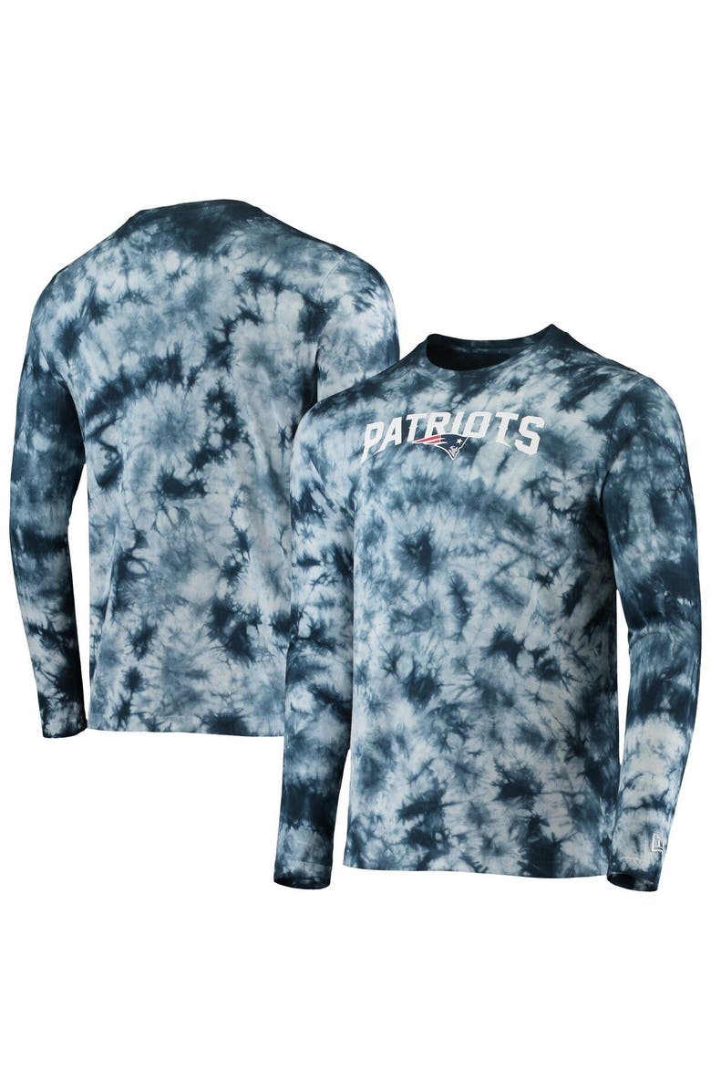 New Era Men's New Era Navy New England Patriots Tie-Dye Long Sleeve T-Shirt, Main, color, 