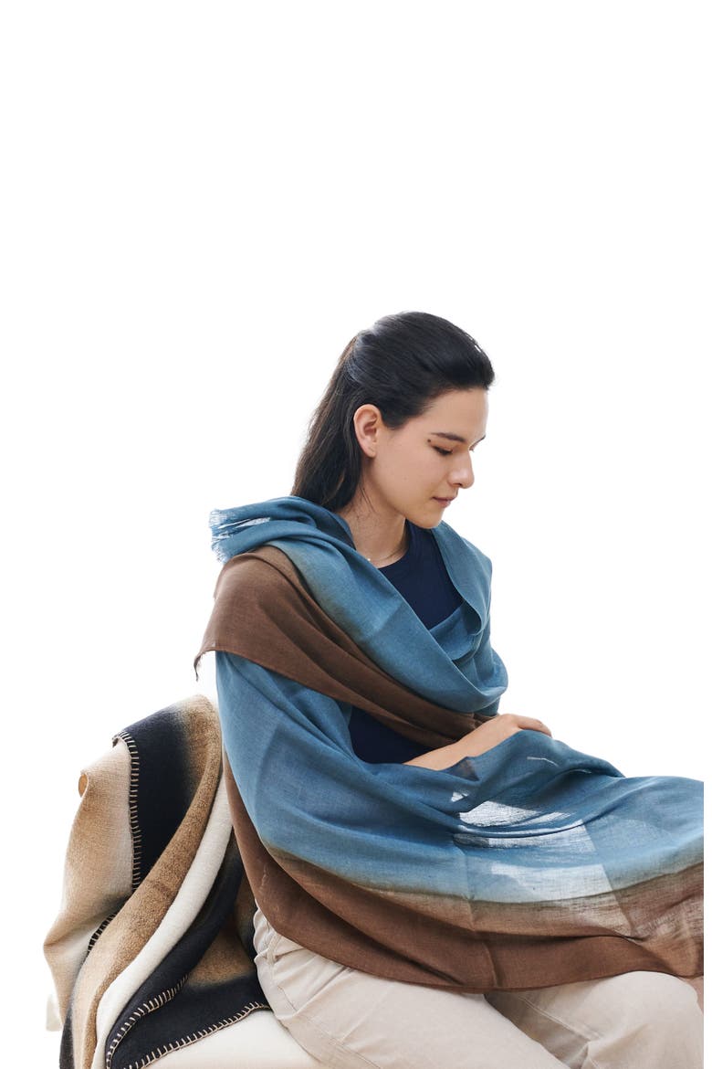 Mahogany Sky Soft Linen Silk Handloom Scarf, Alternate, color, Brown