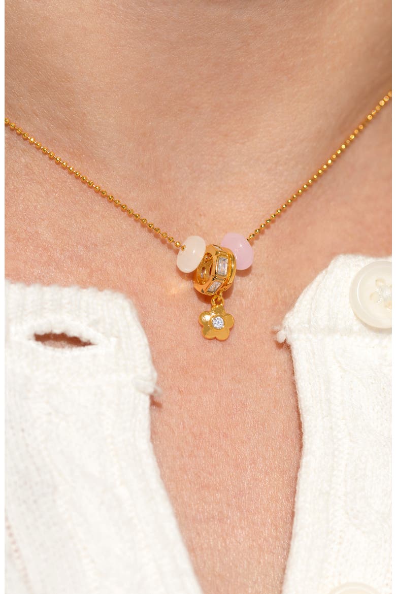 Flower Dash Charm Necklace, Alternate, color, GOLD