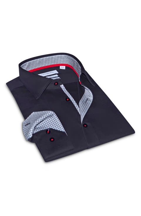 Tailored Fit Solid Cotton Dress Shirt