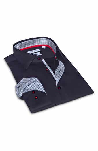 LEVINAS Tailored Fit Solid Cotton Dress Shirt
