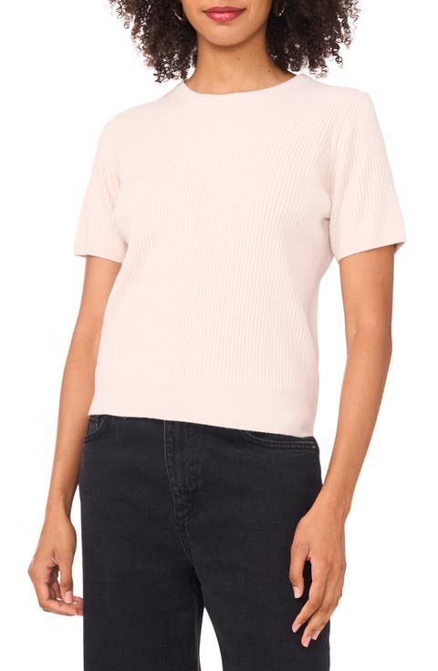 Short Sleeve Rib Sweater Top