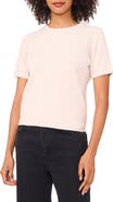 Halogen® Short Sleeve Rib Sweater Top