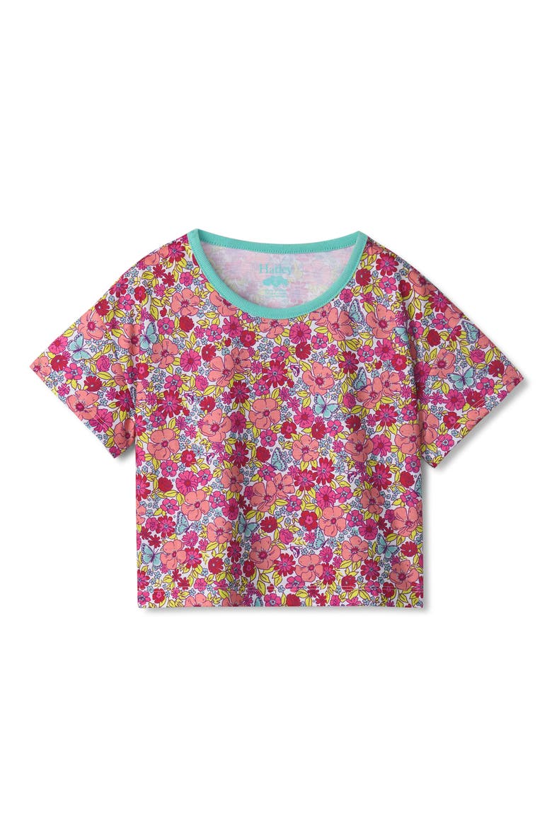 Kids' Groovy Flowers Two-Piece Short Pajamas, Alternate, color, FLAMINGO PINK
