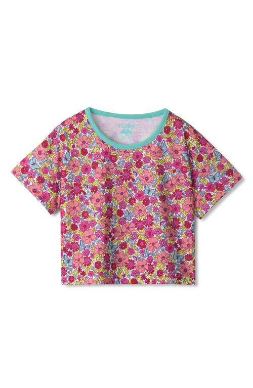 Hatley Kids' Groovy Flowers Two-piece Short Pajamas In Flamingo Pink