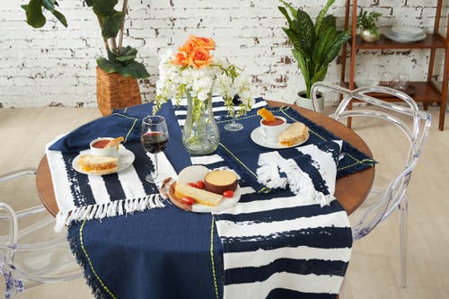 Carol & Frank Langley Indigo Table Runner 14" X 72" In Blue