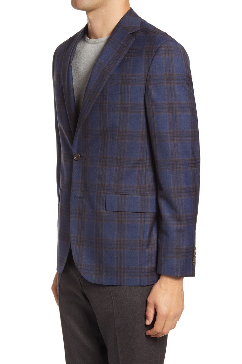 Midland Plaid Wool Sport Coat, Alternate, color, NAVY