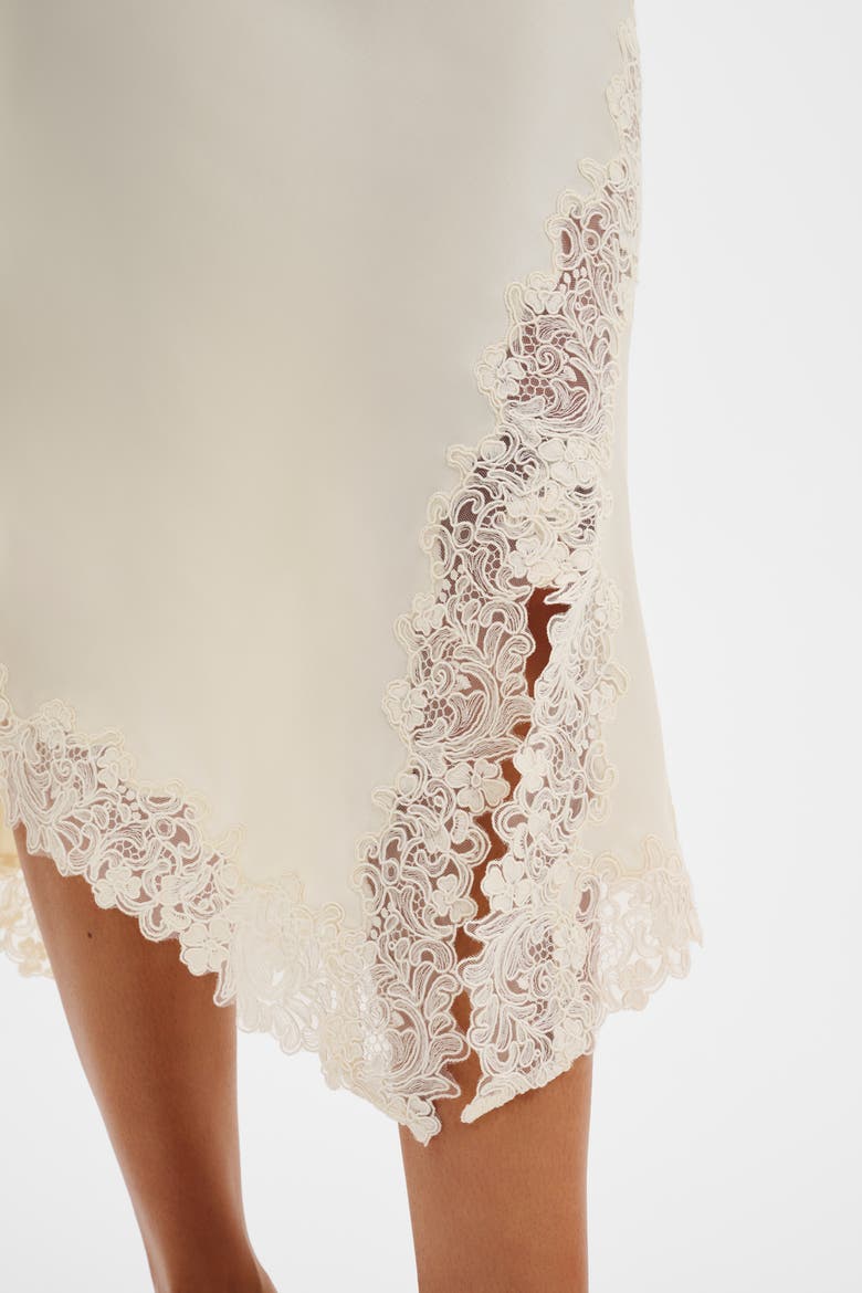 Heylin Asymmetric Lace Hem Midi Skirt, Alternate, color, Pearl